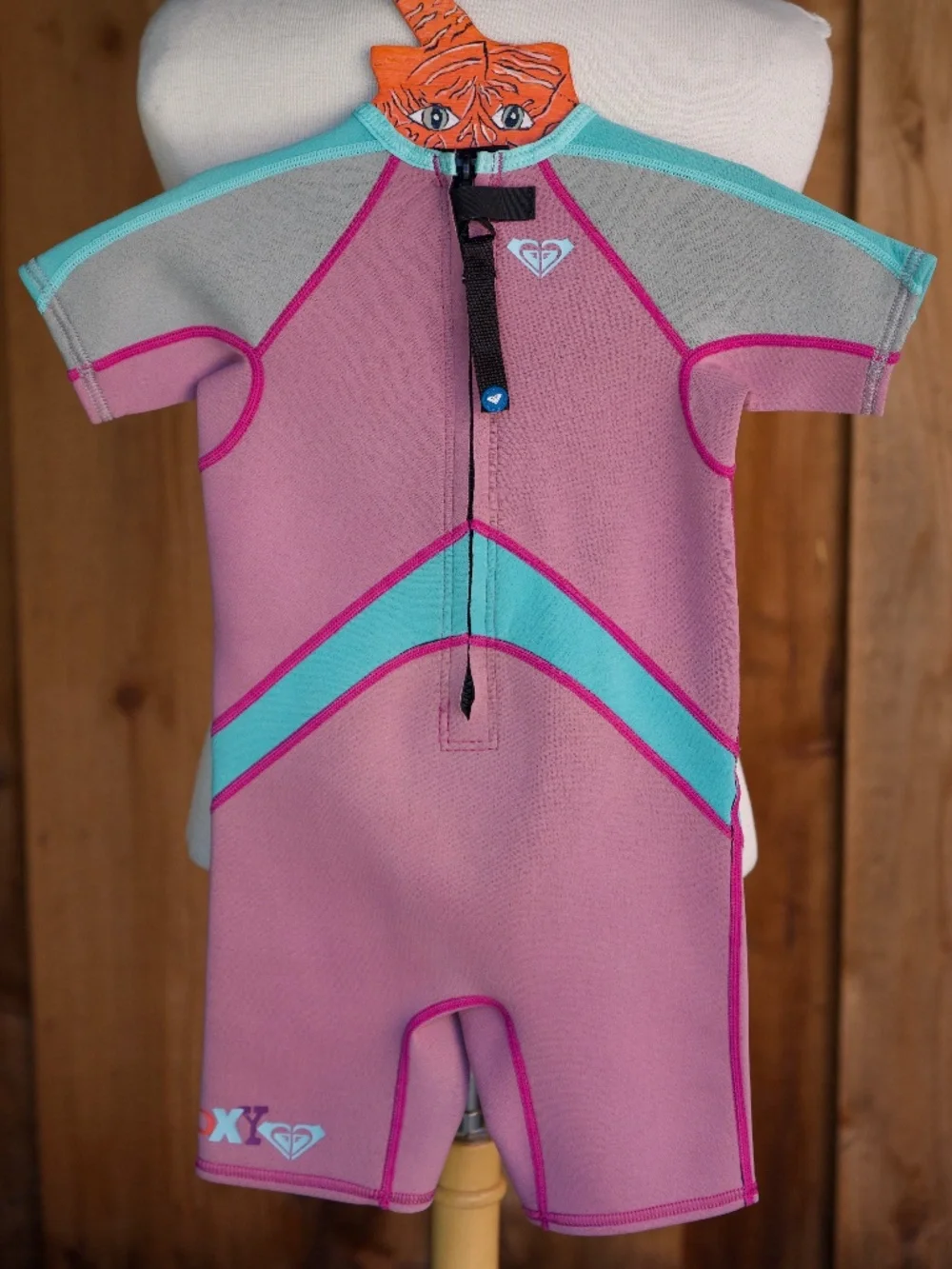 Roxy Pink & Teal Shorty Surfing Wetsuit Kid's 4Y-6Y